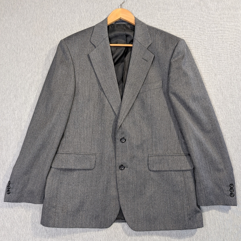 Burton Menswear Blazer Men's 42R Gray Black Wool Polyester Blend Suit Jacket